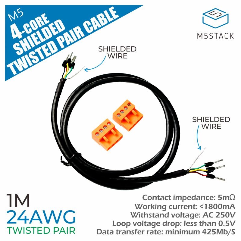 M5Stack-Cable de comunicación oficial, 24AWG, 4 núcleos blindados, par trenzado, STP, comunicación de datos: 5M