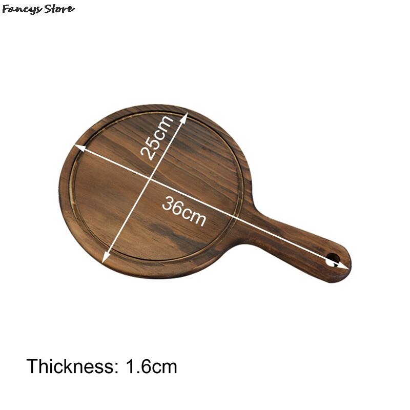 Multi-Size Houten Ronde Lade Barbecue Westerse Steak Plaat Massief Houten Pizza Plaat-Brandende Kleur Dessert Diner Plaat servies: 5