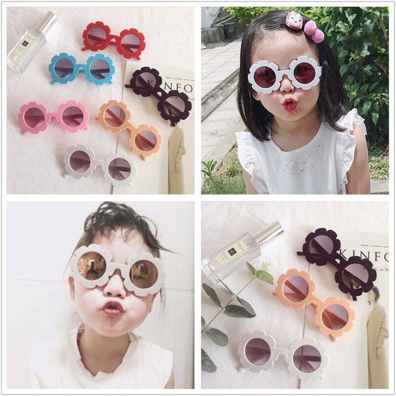 Gafas de sol redondas con flores para niños y niñas, anteojos de sol infantiles de de , de estilo Vintage, con círculo pequeño,