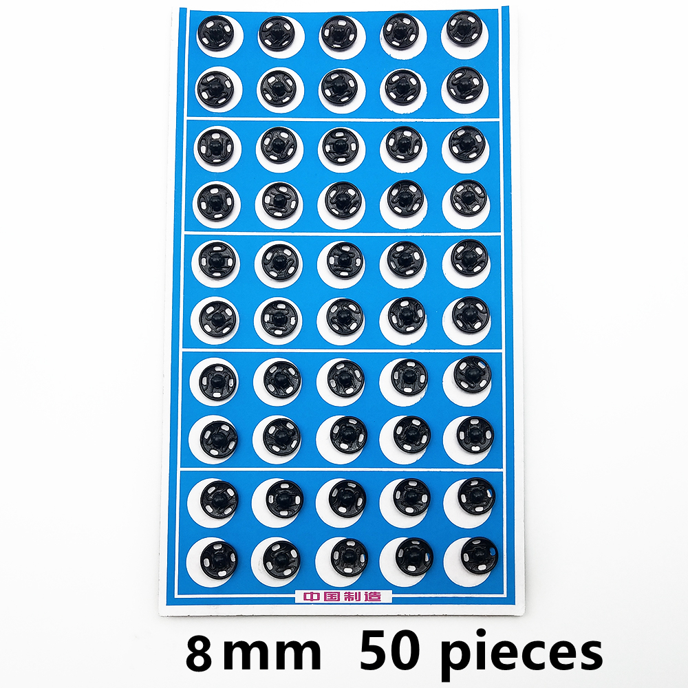 Black Round Snap Buttons Metal Press Button Fasteners Plating Stud Iron DIY Garment Bag Sewing Accessories: FR512