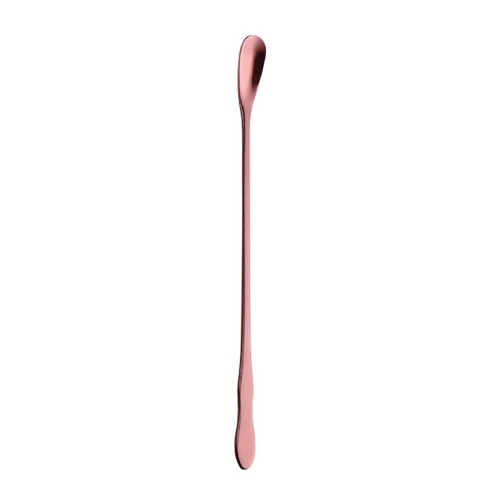 Cuchara de café expreso de 20cm, cuchara de cocina portátil de mango largo de acero inoxidable para cucharita y cubertería, cuchara para mezclar café y helado, utensilios para el hogar: Rose Golden