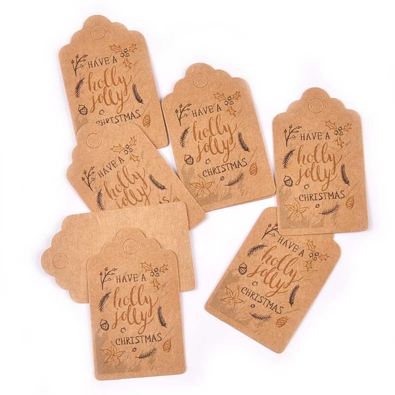 50 pièces papier Kraft mélangé carte père noël arbre papier étiquette HangTag bricolage fête boîte à bonbons étiquette de cuisson décor de noël C3010: 7