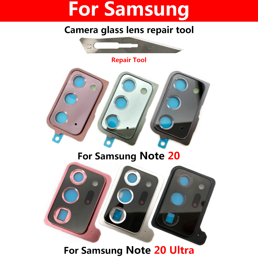 100% Origineel Voor Samsung Galaxy Note 20 Ultra Reparatie Behuizing Back Rear Camera Glas Lens Met Cover Frame Houder Met sticker
