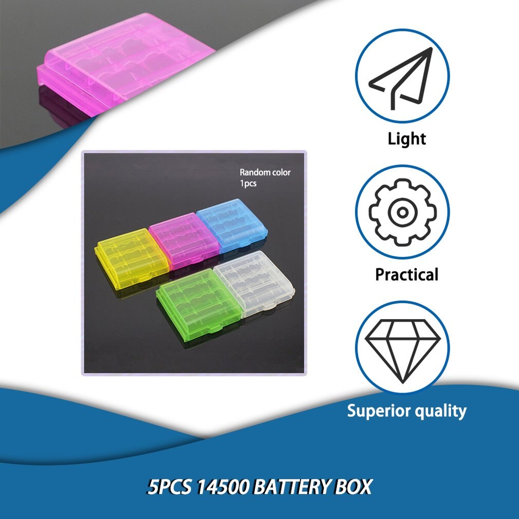 5 stück/packung farbige batteriehalter-etuis aus hartplastik für .5/ 4 aa .7 batterien (farbe zufällig)