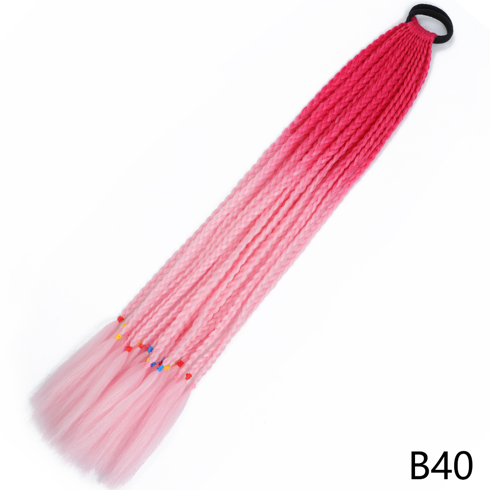 AZQUEEN-coleta trenzada sucia de Color degradado sintético, banda de goma elástica de 60CM, extensiones de cabello trenzado de cola de poni para niñas