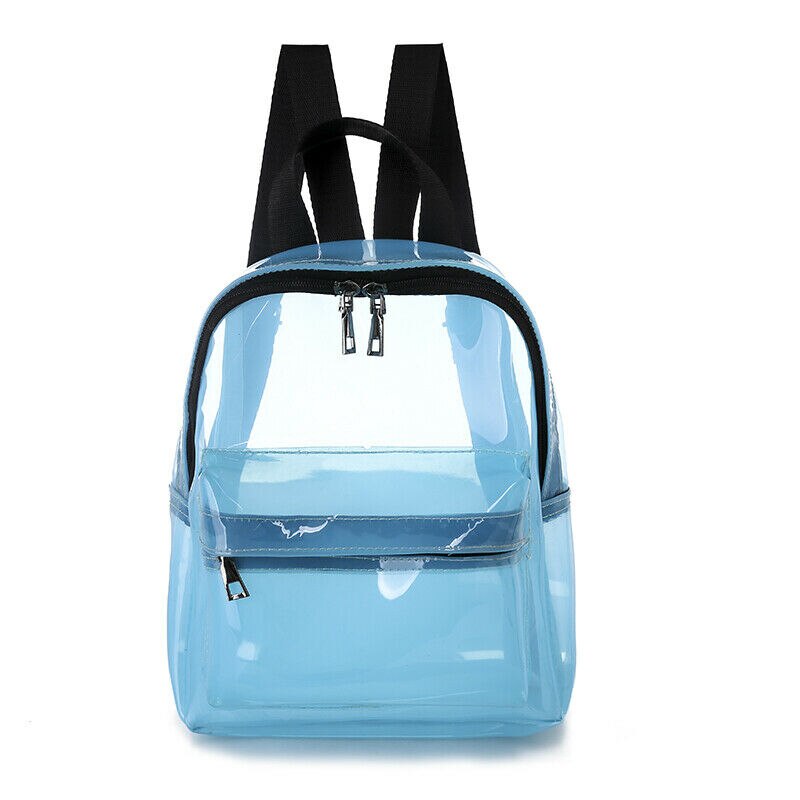 Klar gennemsigtig pvc se gennem mini rygsæk sød skolebog taske au: Blå