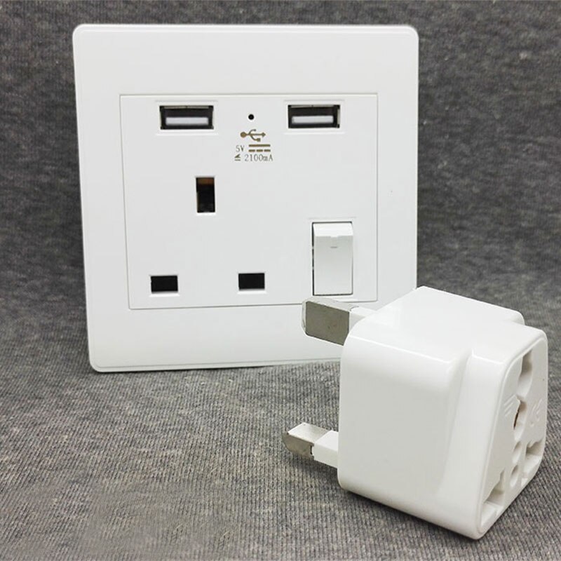 UK Plug Adapter Electrical Plugs International AC Power Socket Converter 13A 250V To EU European US AU Plug Adaptor