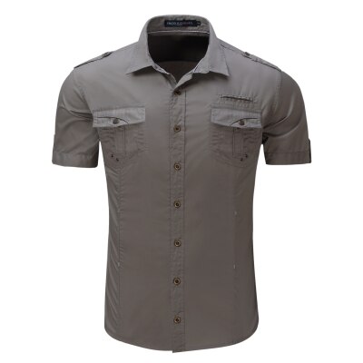 FREDD MARSHAll – chemise Cargo à manches courtes pour homme, couleur unie, travail, 55890: 55890 Grey / US Size L
