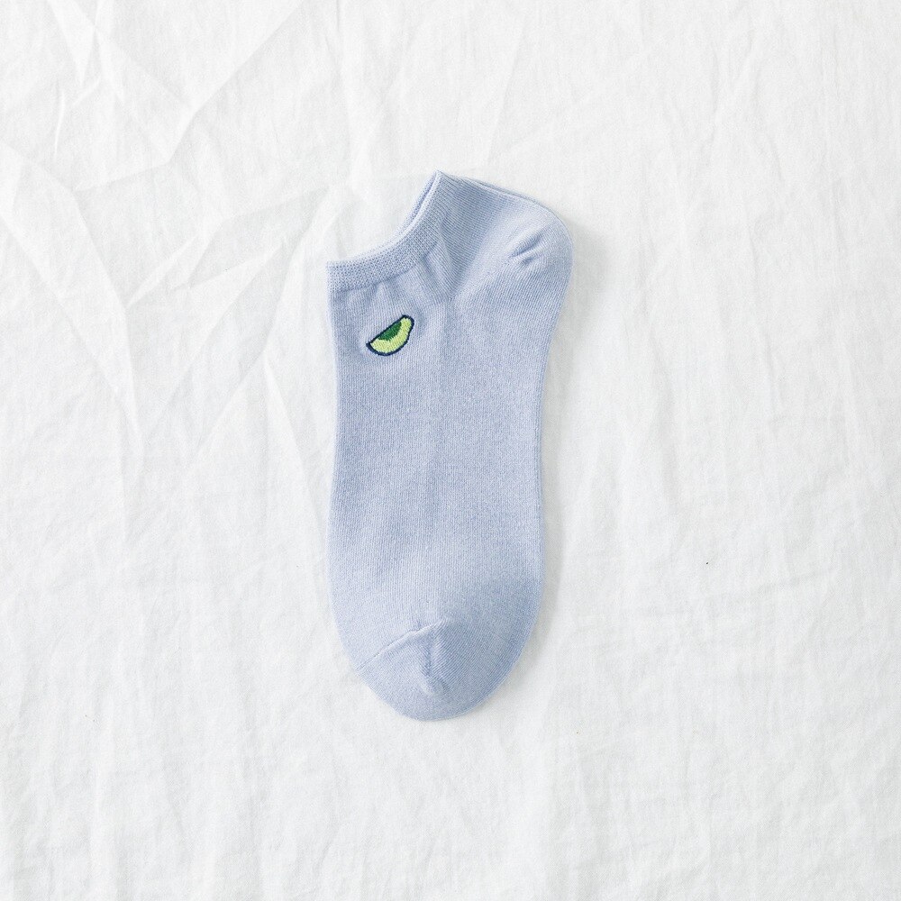 Cute Women Cotton Cartoon Fruit Ankle Socks Summer Japanese Avocado Cute Boat Socks Casual Soft Girls Short Socks: Ankle Socks D