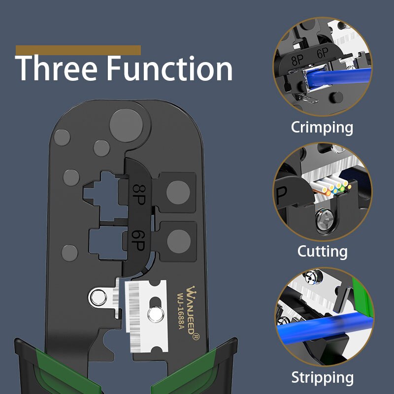 RJ45 Cable Crimper 6/8P Network Lan Cable Crimper stripper, Multi-Function RJ45 Connector pliers