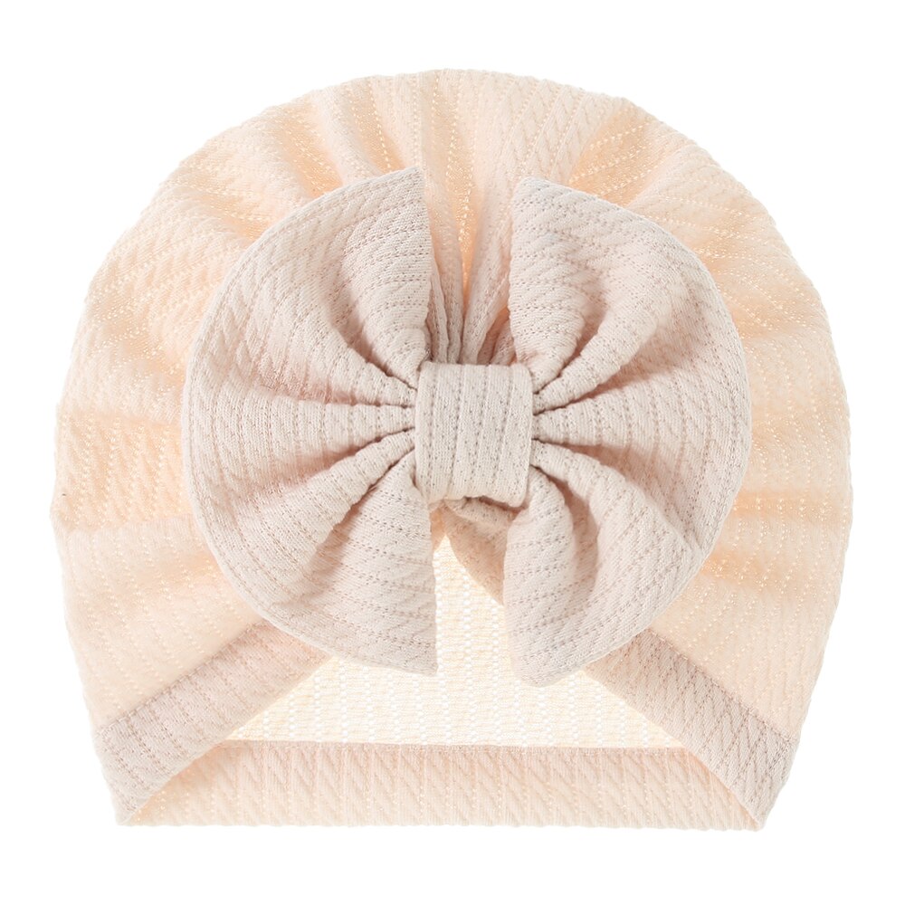 Chapeau Turban élastique pour bébé fille, en coton doux, avec nœud papillon, couleur unie, pour -né, printemps: 9