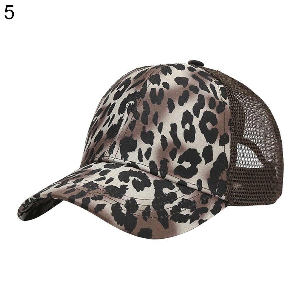 Women Summer Leopard Print Anti UV Ponytail Hat Outdoor Sports Baseball Cap Peaked Hat Ponytail Cap Polyester Baseball Cap: 5