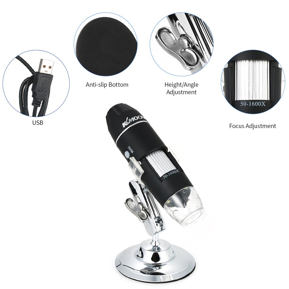 1600X USB Digital Mikroskop Lupe mit OTG Funktion Endoskop Kamera 8LED Licht Lupe mit Metall Stand