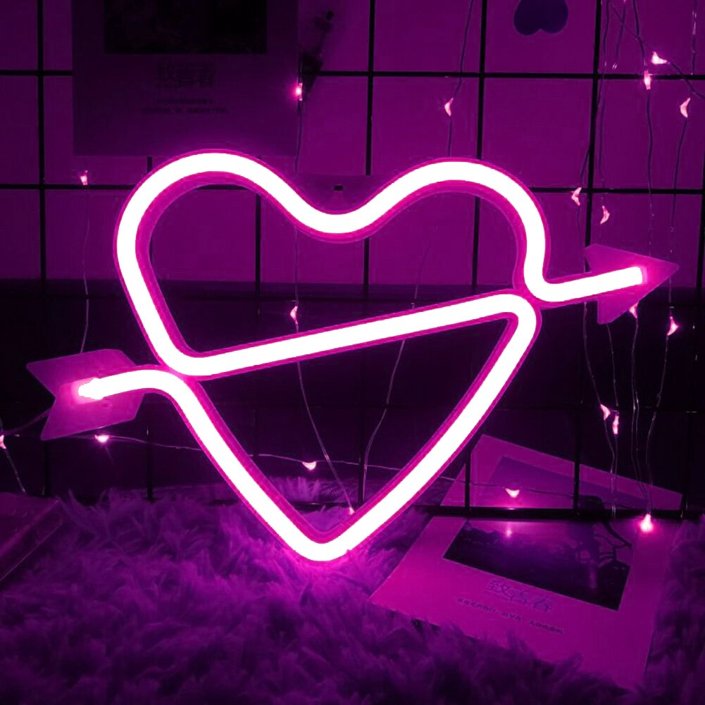 LED Néon Coeur Flèche Forme Arc-En-Ciel Coloré Néon Signe Tenture murale Lampe De Nuit pour La Fête À La Maison De De Festival De Mariage Déco: 04