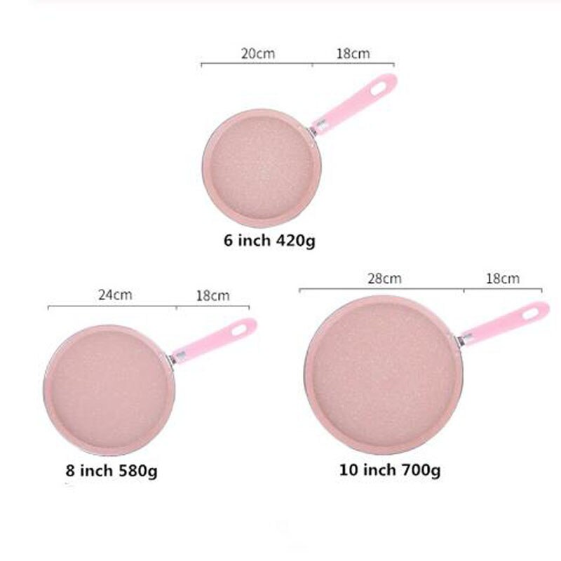 Large Crepe Pan 6/8/10 Inch Non-Stick Scratch-Resistant Forged Aluminum Pancake Pans Batter Spreader Included