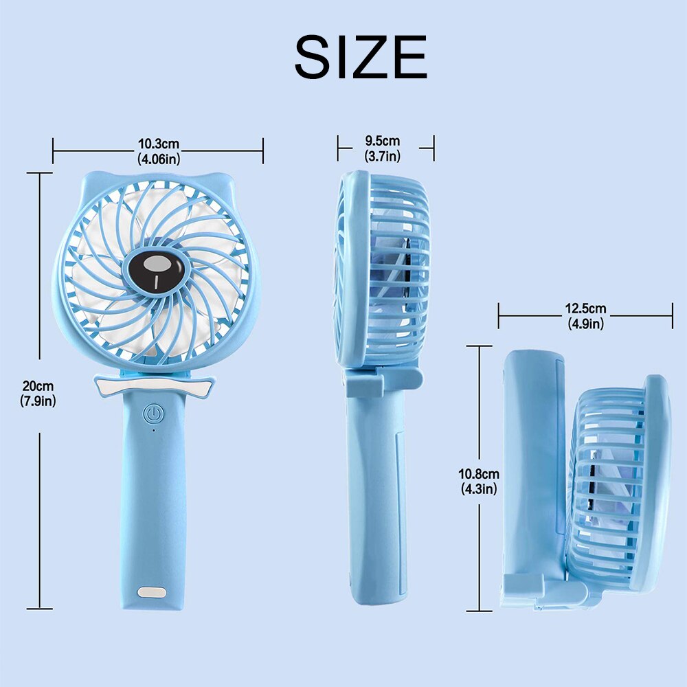Draagbare Opvouwbare Mini Fan Handheld Verstelbare 3 Speed Battery Operated Oplaadbare USB Fans Bureau Ventilator Voor Office Reizen