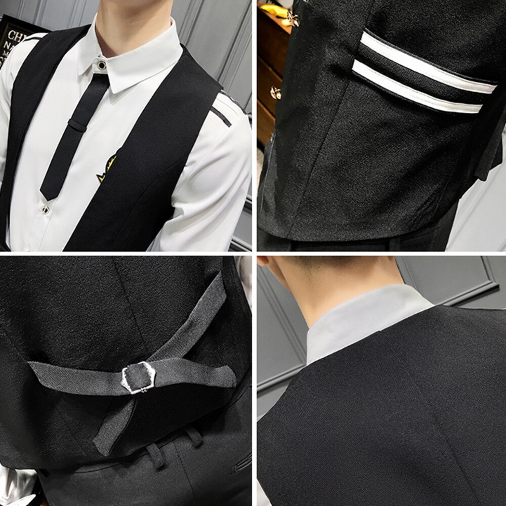 Menns business servitørvest britisk stil bar dobbeltspent kjole vest nattklubb arbeid vest vest dresser menn chaleco hombre