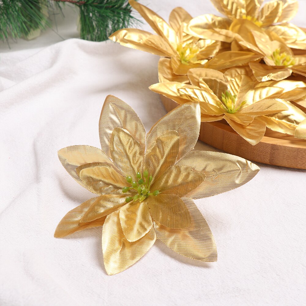 10pc 14cm Flannel Large Artificial Rose Flower Heads For Home Wedding Decoration Scrapbooking DIY Christmas Tree Silk Flowers