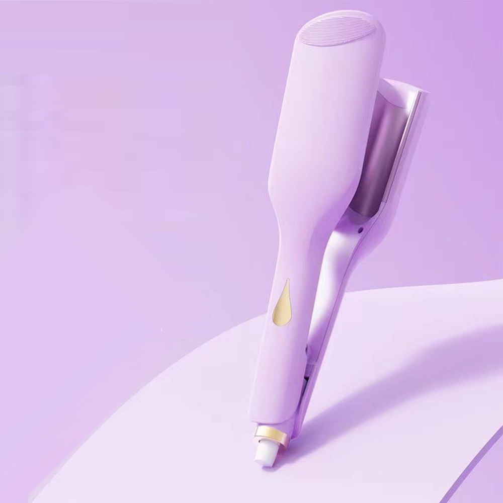 Fer à friser électrique en rouleau d'œufs à onde profonde de 36MM, outil de bouclage pour écran LCD, style longue durée, outils de baguette de styliste pour onduler français: Black / EU