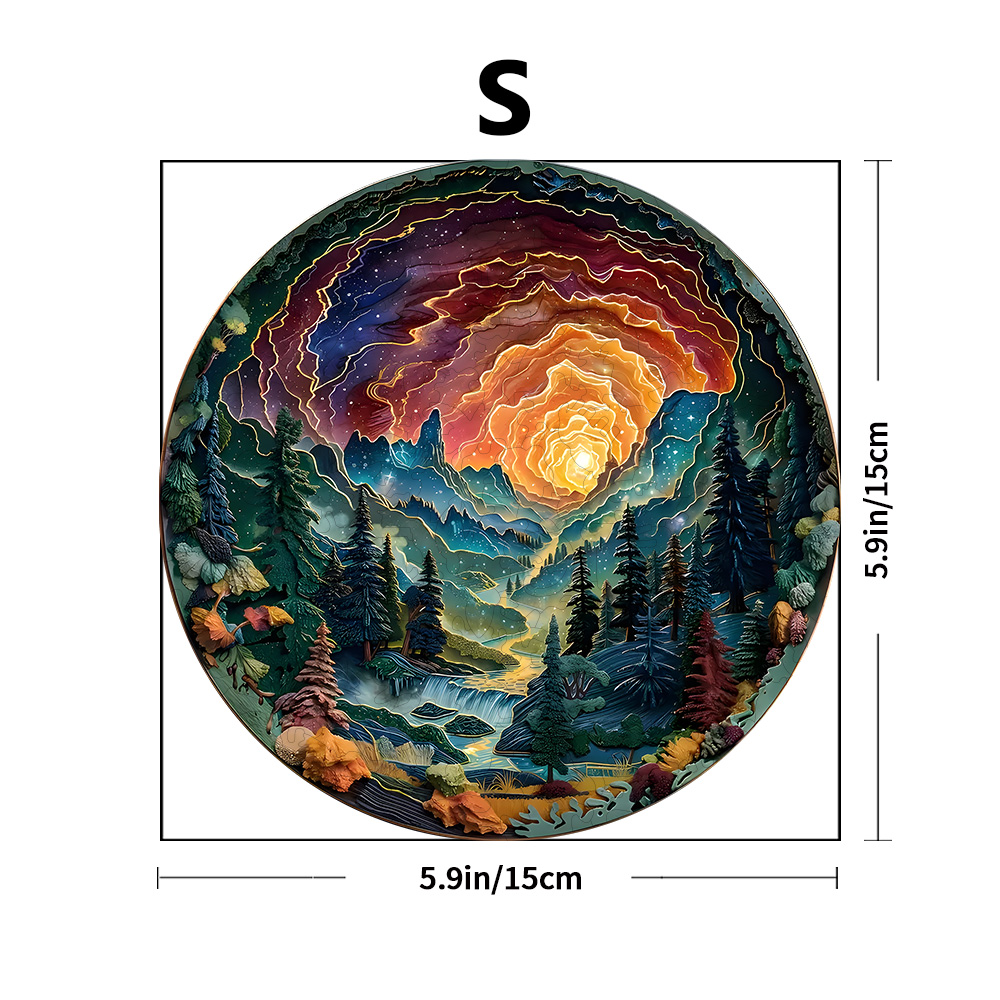 Sunset Forest Puzzle - Unikalne drewniane puzzle, odpowiednie na rodzinne wieczory gier, idealne na Boże Narodzenie, Halloween, prezenty urodzinowe: WHITE