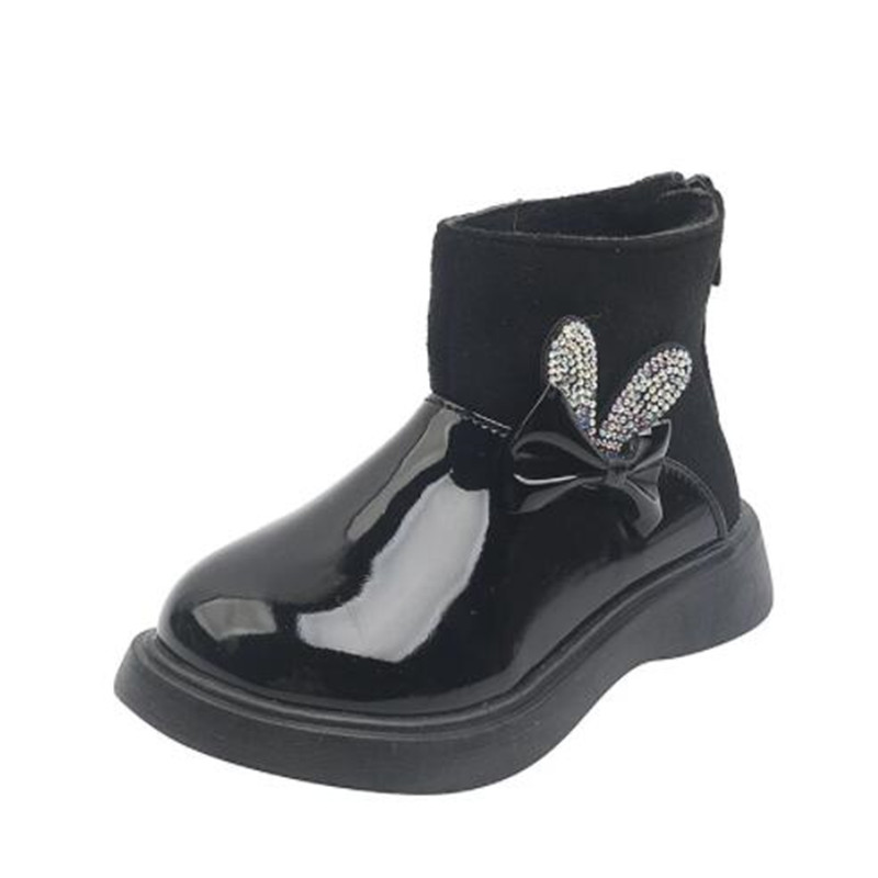 Schleifen-lackleder-kinderschuhe, stiefeletten, chelsea-Stiefel für babys, winterschuhe für freundlicher, mädchenschuhe, schneestiefel für #39- 1-6