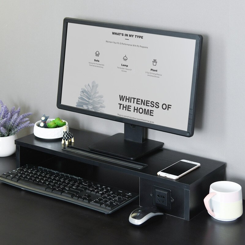 High home monitor with raised stand desktop with socket multi-function card slot computer screen stand: With socket F
