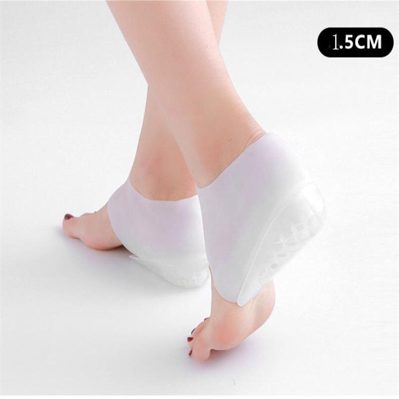 Chaussettes unisexes invisibles en Silicone pour augmenter la hauteur, coussinets de talon en Gel, semelles intérieures, Massage des pieds, Support orthopédique de la voûte plantaire: 1.5cm
