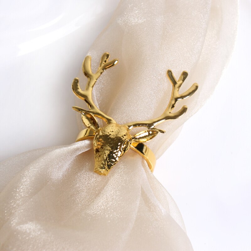 10 stk christmas fawn hode serviettring julebord dekorasjon gevir serviettspenne elg papir serviettring: Hjortgull