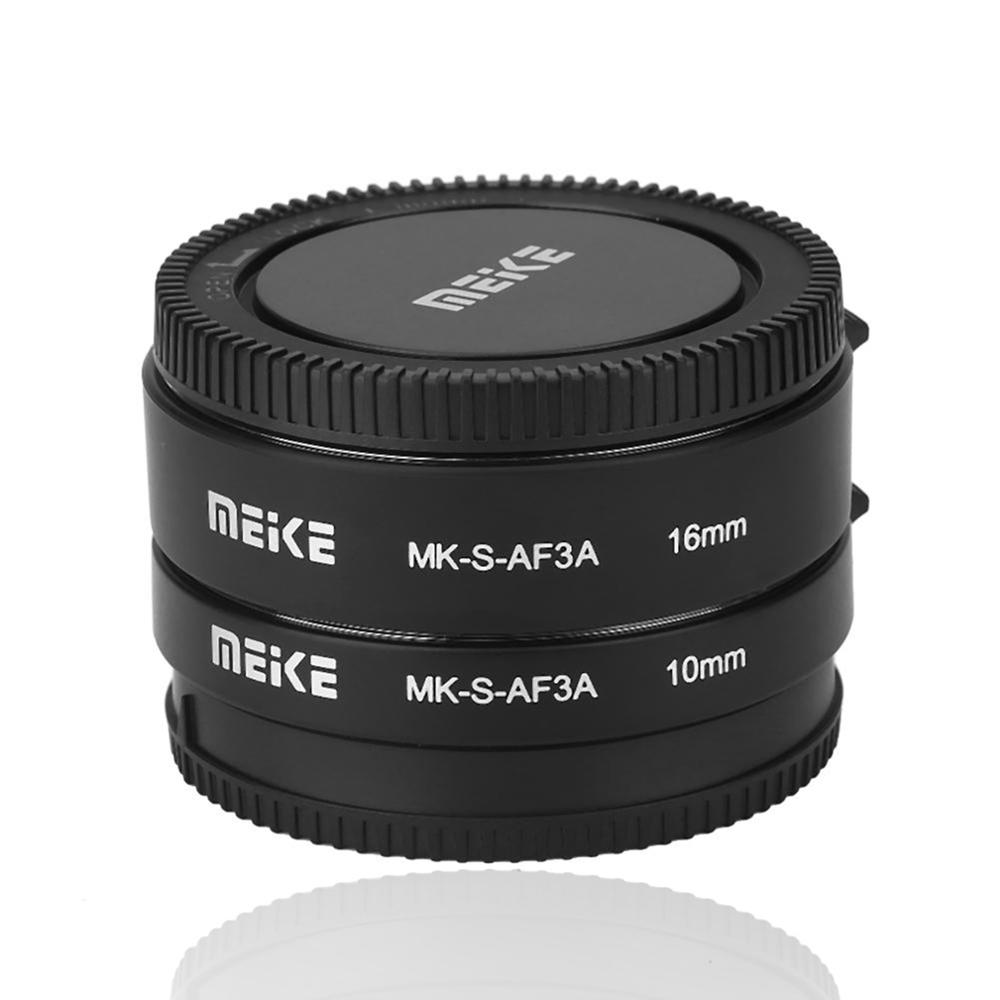 Meike-MK-S-AF3A de enfoque automático de Metal, Tubo de extensión Macro de 10mm y 16mm para Sony E/FE NEX3 NEX5 NEX6 NEX7 A5000/A6000/A7/A7M2 Series