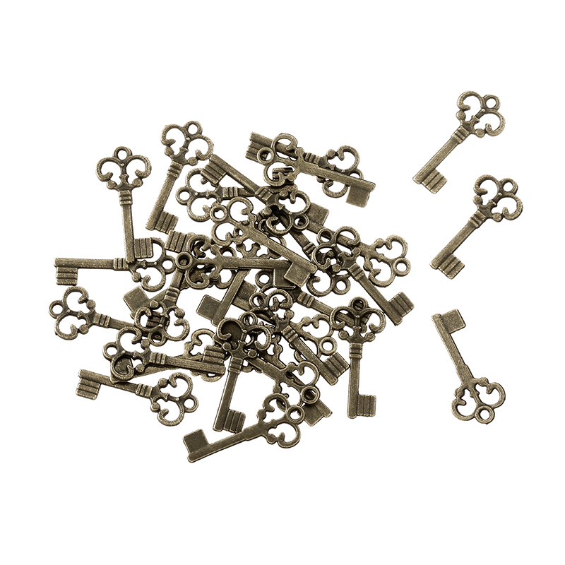 75 stks/partij Lichtmetalen Charms Hanger sleutel verzilverd 21*10mm Sieraden Maken DIY Charms Handgemaakte Ambachten 34179B: Antique Bronze Plated