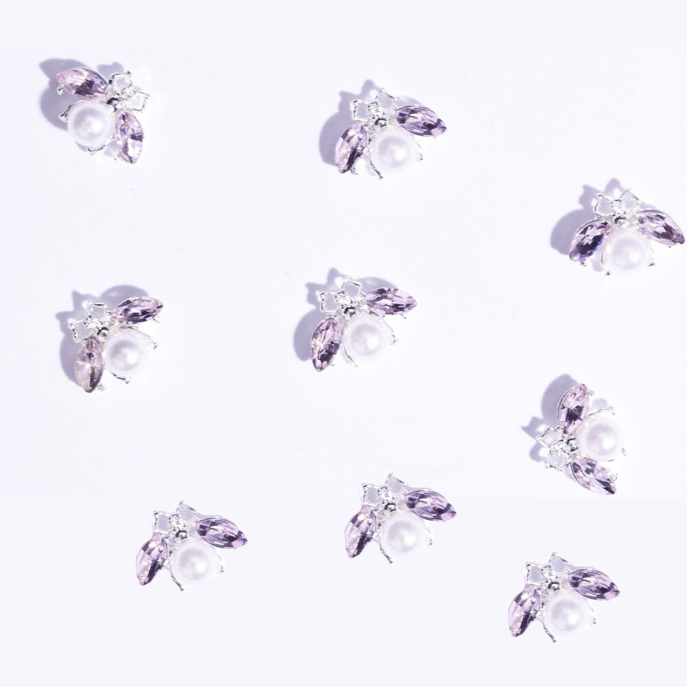 100 stk/parti negle charme sæt metal bi/ krone/ spider krystal strass negle kunst sten legering 3d negle charm dekoration: Mønster 3-100 stk