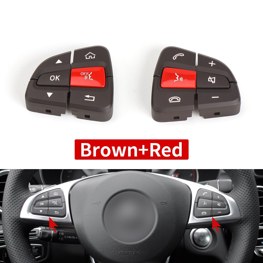 Voor Benz Glc C Klasse Stuurwiel Schakelaar Knoppen Auto Multifunctionele Schakelaar Knoppen Voor Mercedes W205 W253 C180 c200 GLC300: Brown Red