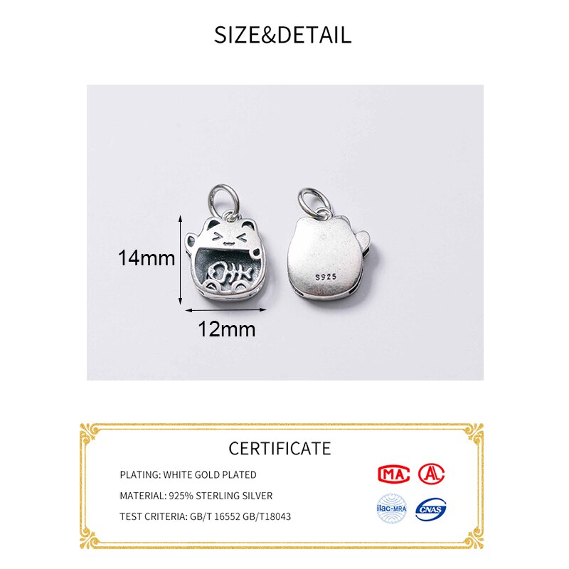 MEETSOFT Romantico Sterling Silver Cute Cat Pendenti E Ciondoli Gioielli Speciale di FAI DA TE Fatti A Mano Decorazione Collana Accessori Braccialetto