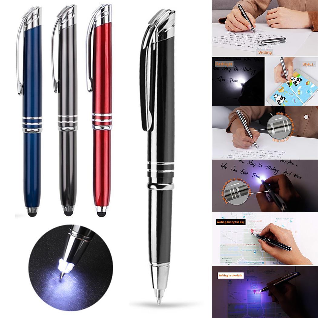 3-in-1 Function Touch Stylus LED Flashlight 12.5mm Ball-point 132mm 21.5g Red, Gray, Blue, Black Pen