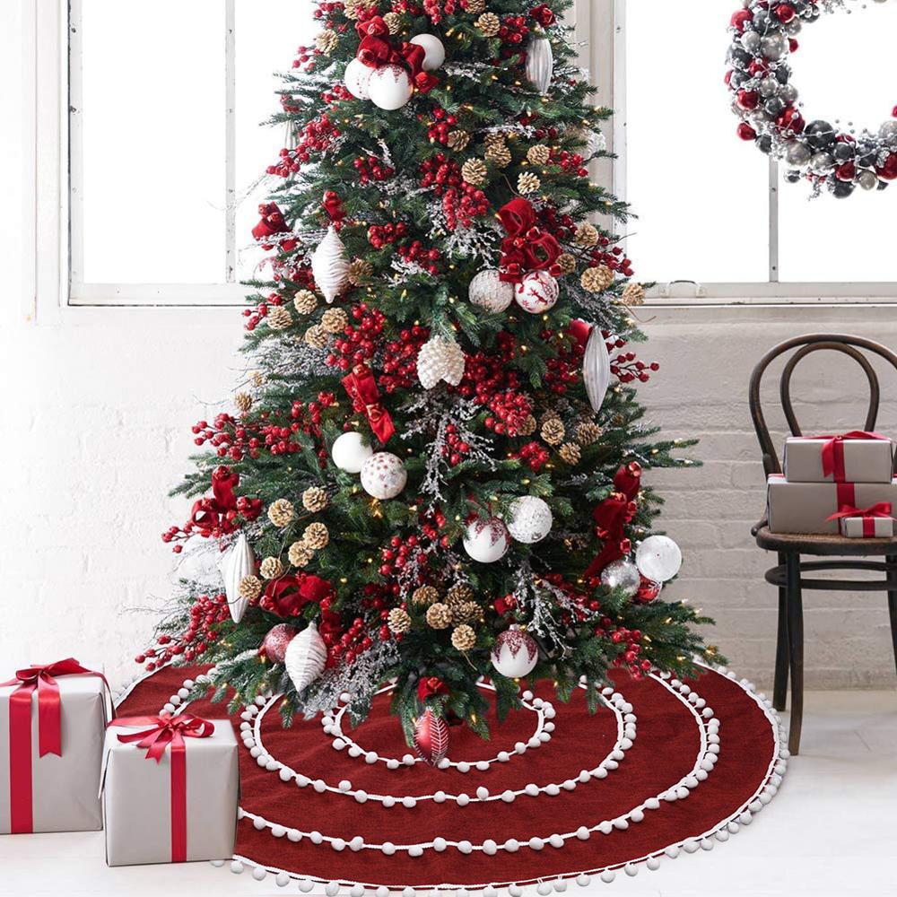 120cm Tree Skirt Christmas Decoration Supplies Burlap Tree Skirt Tree Bottom Dress Up Atmosphere Layout