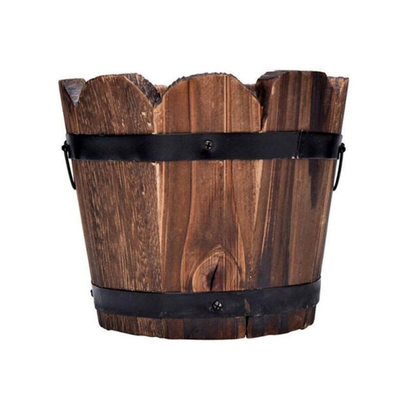 Barriles de flores de plantación Retro, caja de maceta rústica suculenta con borde ondulado, contenedor de flores y plantas, decoración al aire libre: F