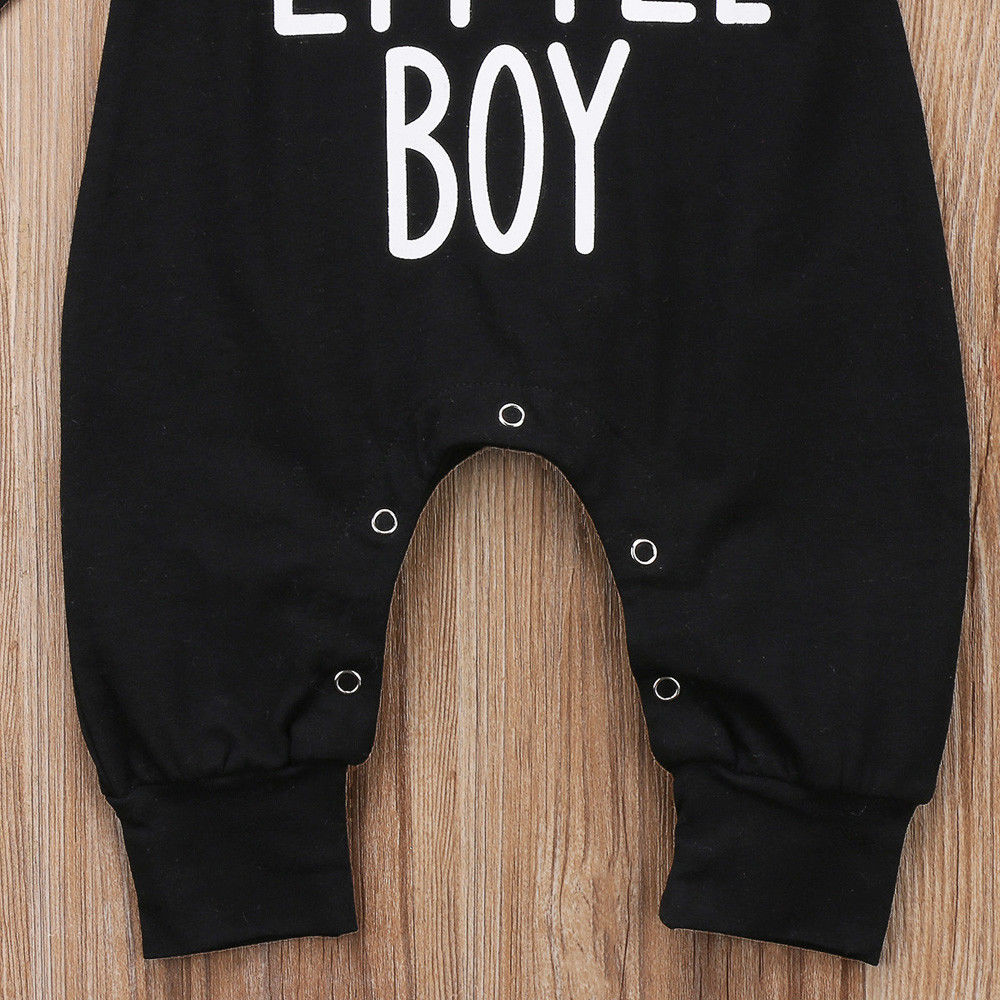 Fall Autumn 0-24M Infant Baby Boys MOM'S LITTLE BOY Letter Print Long Sleeve Romper Black Jumpsuit Outfit Clothes