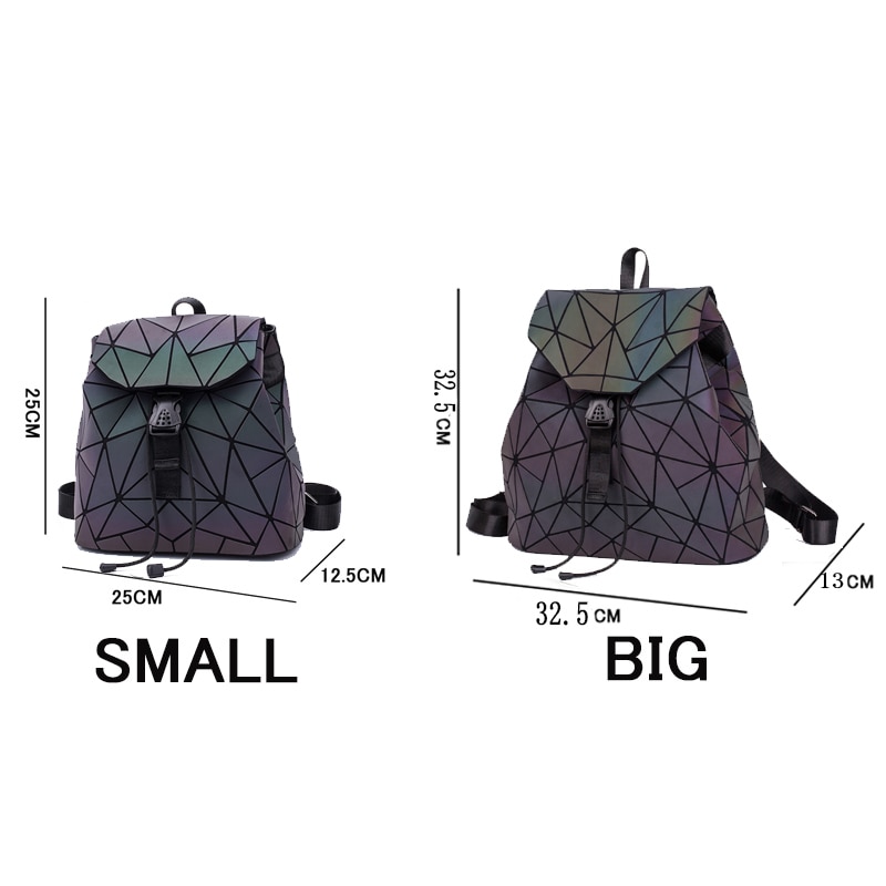 Rugzakken Vrouwen Geometrische Lichtgevende Rugzakken School Rooster Holografische Rugzak PU Leer Vrouwelijke Tassen Meisje Student Travel Bag