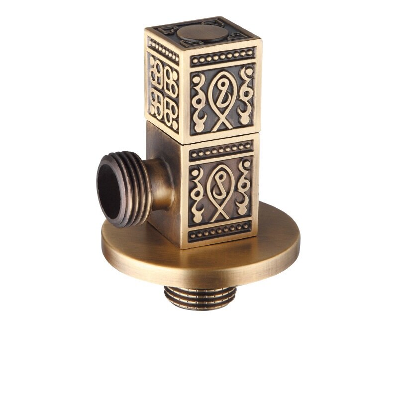 MTTUZK Antique Bronze Carved Angle Valve Water Stop Valve Faucet WaterValve and Cold Water Inlet valve Filling Valves