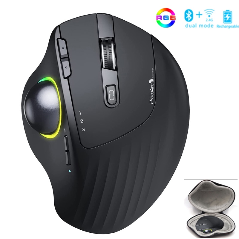 Jelly Kam Rgb Trackball Muis 2.4G Bluetooth Draadloze Oplaadbare Muis Voor Laptop Ipad Tekening Computer Gaming Mouse 2400Dpi