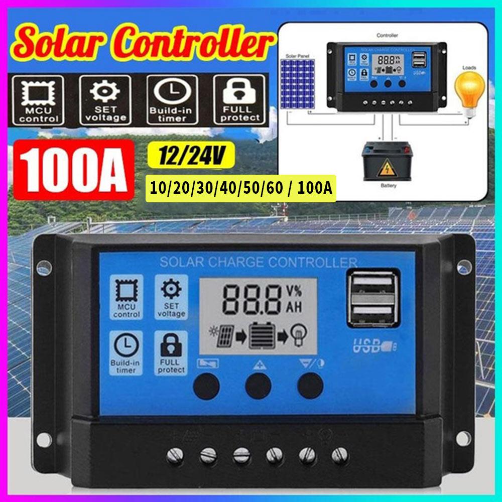 12/24V Dual Usb Solar Laadregelaar Boot Pwm Lcd Home Solar Controller 5V/1.2A