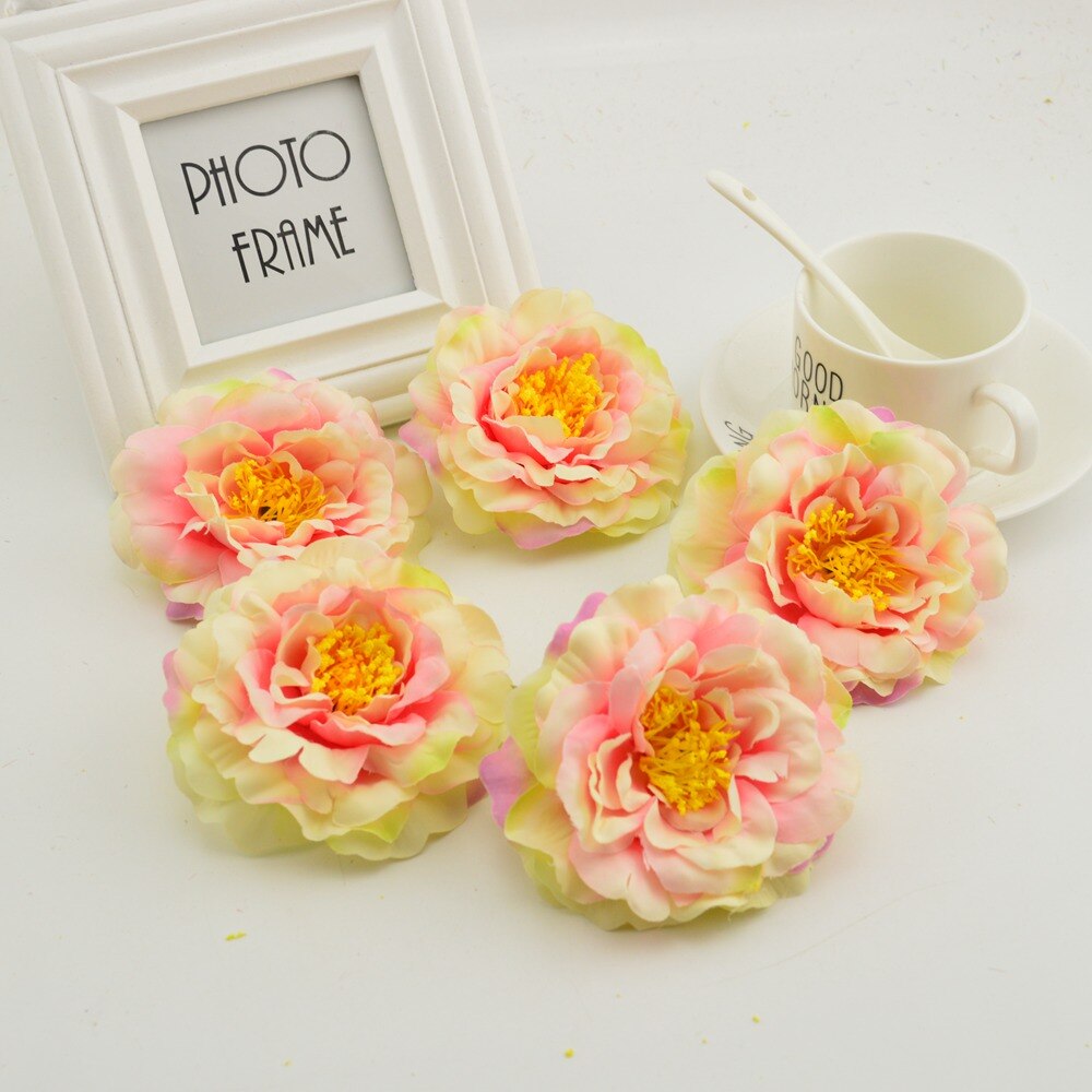 100pcs artificial flower heads silk peony wedding home decoration for make door wreath flower wall diy Stamens for handicrafts: light pink