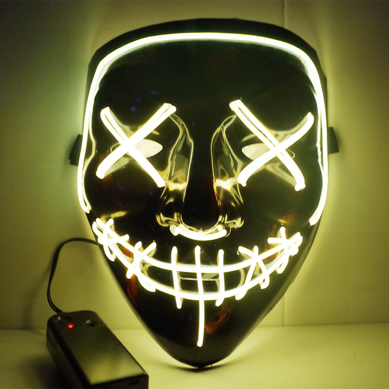Led Mask Halloween Party Masque Masquerade Masks Neon Maske Light Glow In The Dark Mascara Horror Maska Glowing Masker Purge: Yellow