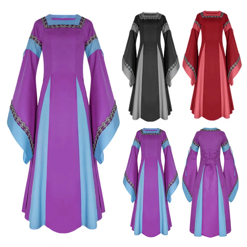 Túnica larga irlandesa para mujer, ropa medieval, amazoniana renacentista