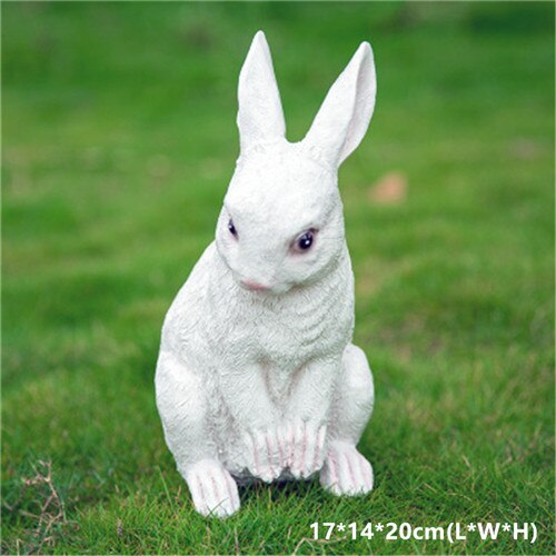 Large Resin Bunny Rabbit Figurines Garden Ornament Outdoor Art Yard Garden Animal Figurines Rabbits Decoration: 004