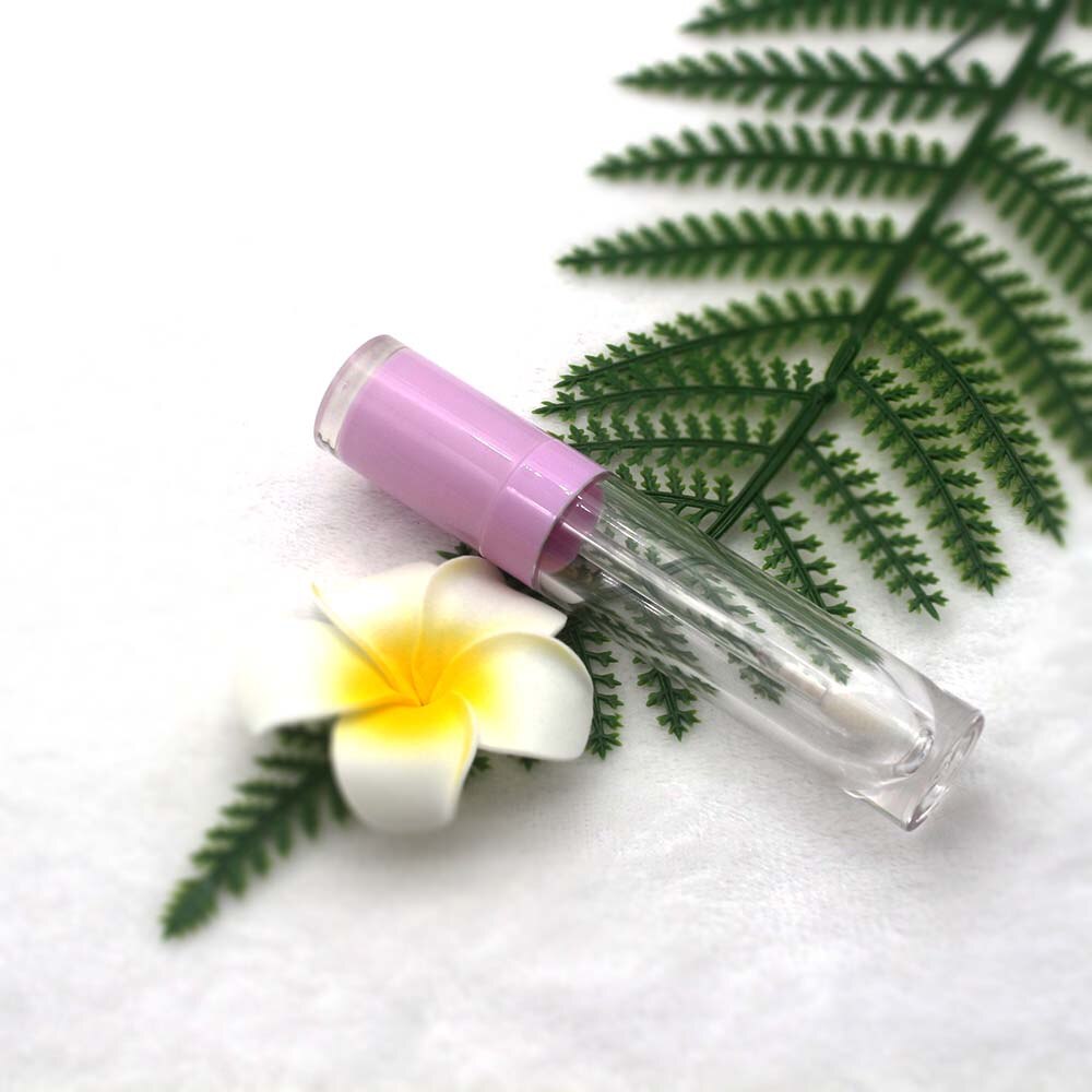 8ml plastik tykvæggede klar cylindrisk lipgloss tom tube kosmetisk pink lipgloss stick emballagebeholder: Blomme