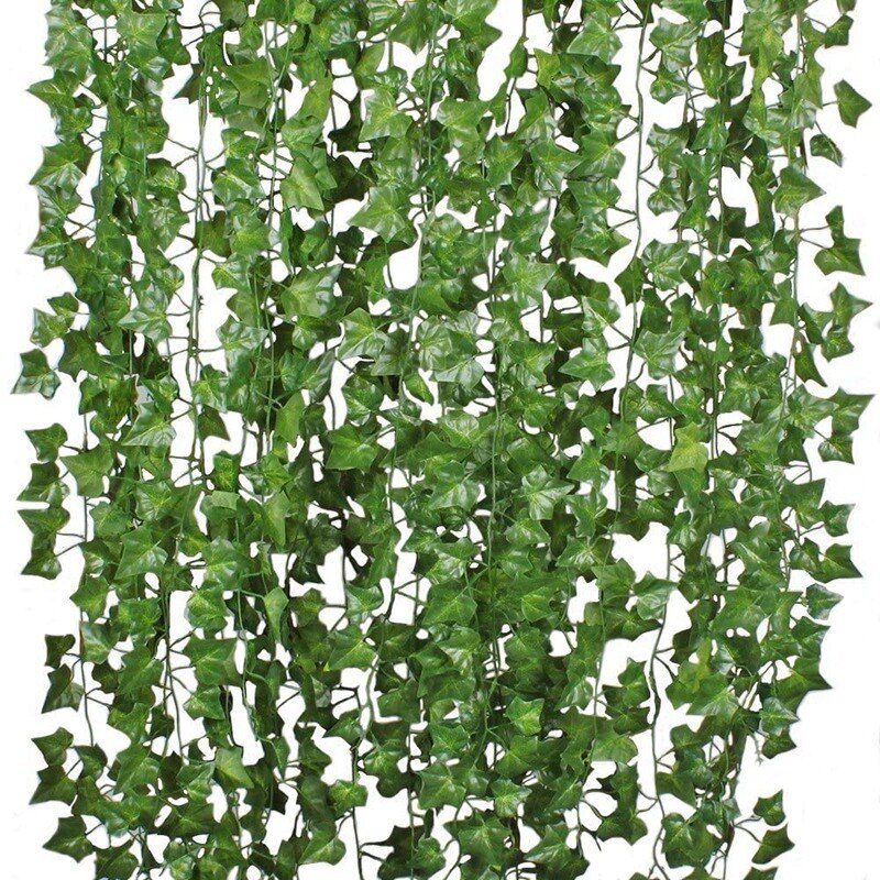 12 Uds enredadera Artificial de hiedra guirnalda colgante hoja falsa vid jardín familiar decoración de la pared de la boda, 84 pies, Verde: Default Title