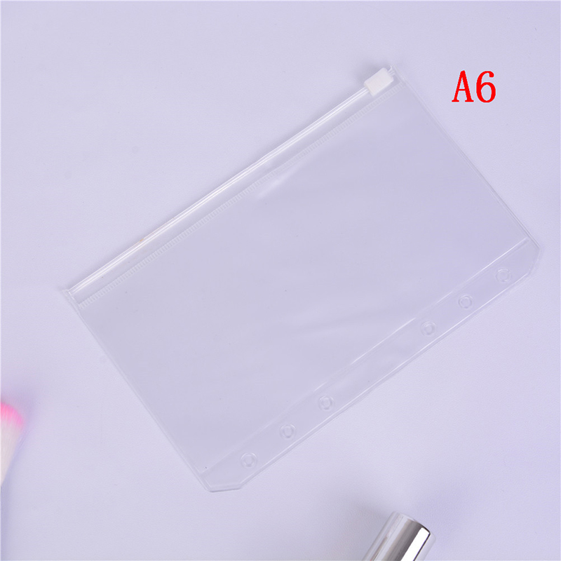 Soporte de archivo A5/A6/A7 bolsa de hoja suelta de PVC transparente estándar con producto de archivo de cremallera de estilo propio