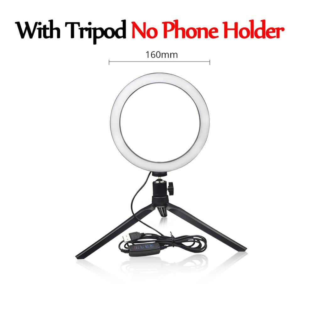 Telefon led ljusring selfie ring lampa nyhet novedades fotografi video live studio fyll ljus foto ljus för smartphone: 16cm med stativ