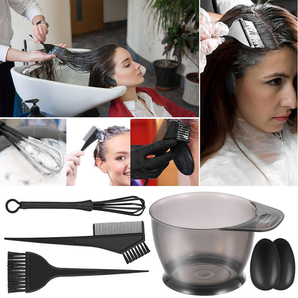 6 unids/set Kit para teñir el cabello para barbería y uso doméstico- Incluye herramientas de peluquería para una combinación de colores perfecta y